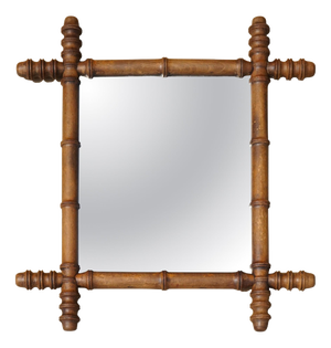 Antique English Faux Bamboo Wall Mirror with Foxed Glass