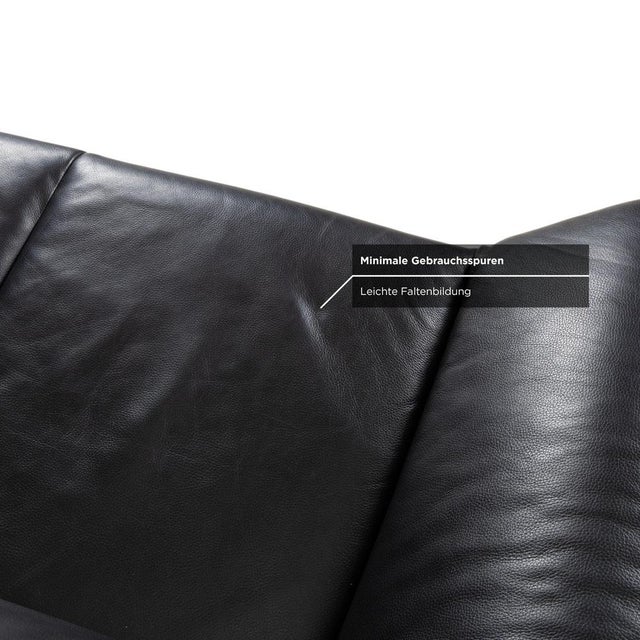 Atlanta 2-Seater Sofa and Armchair in Black Leather from Lauuser, Set of 2 For Sale - Image 13 of 18