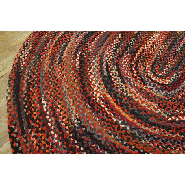 Textile 1930s Multicolor Geometric Antique American Braided Oval Rug 8' 9" X 11' Cotton Carpet For Sale - Image 7 of 12