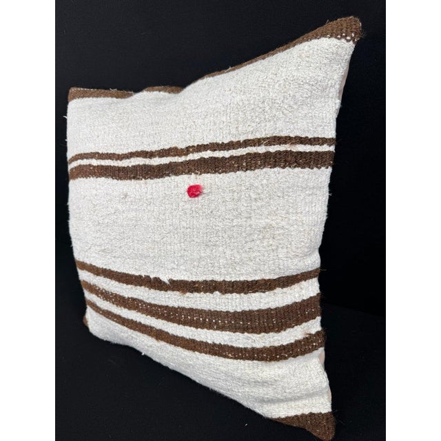 Turkish Hemp Pillow Cushion Natural Beige Brown Pillow Cushion Cover 24"x24" For Sale - Image 4 of 4