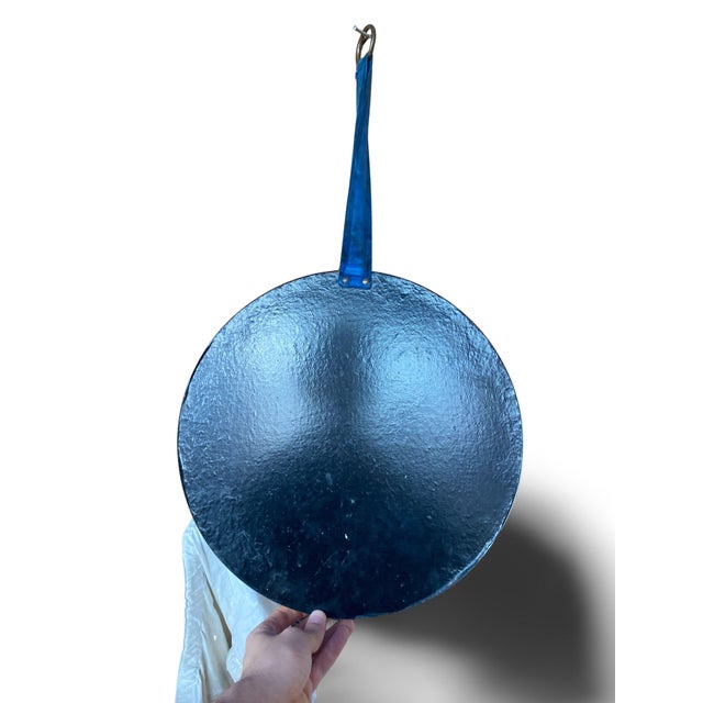 Blue Velvet and Brass Medallion Mirror, 1960s For Sale - Image 4 of 9