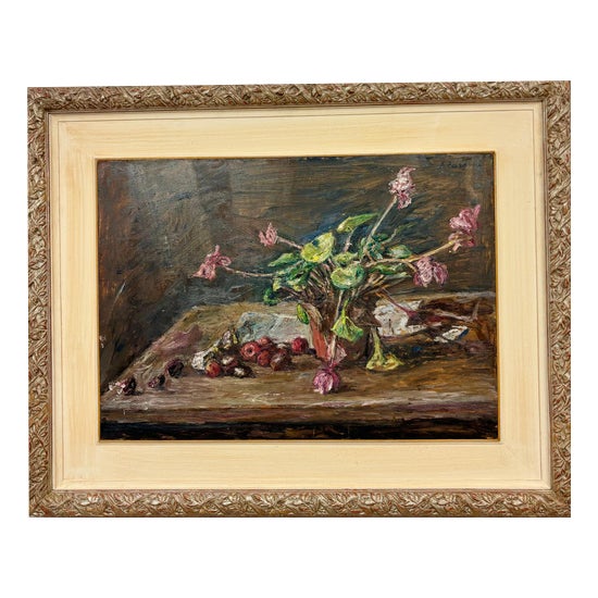 Enzo Faraoni, Still Life with Flowers, Oil on Wooden Panel, 1970s For Sale