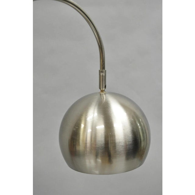 Contemporary Modern Satin Nickel Chrome Arc White Marble Base Desk Table Lamp For Sale - Image 4 of 12