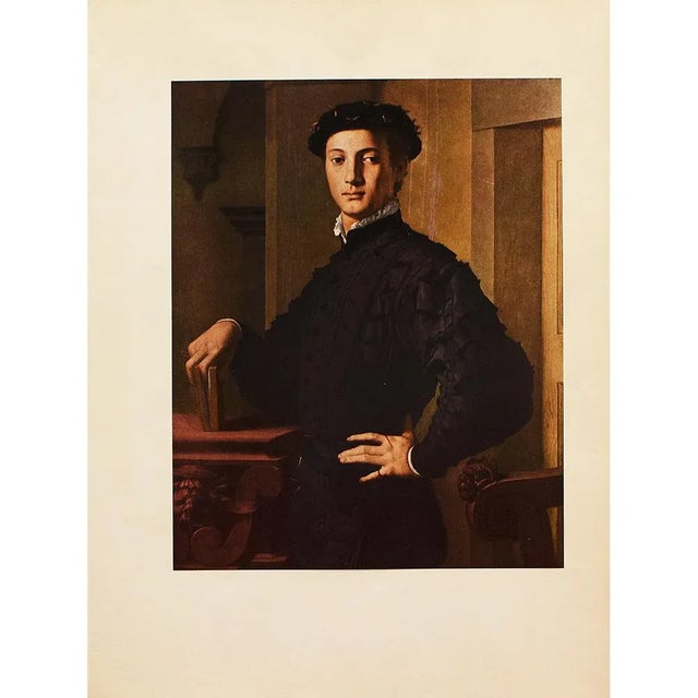 An excellent vintage full-color reproduction print after "Portrait of a Young Man" by Bronzino. Comes from a First Edition...