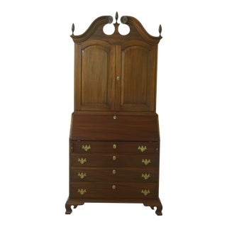 Vintage 1930s Georgian Mahogany Blind Door Secretary Desk For Sale