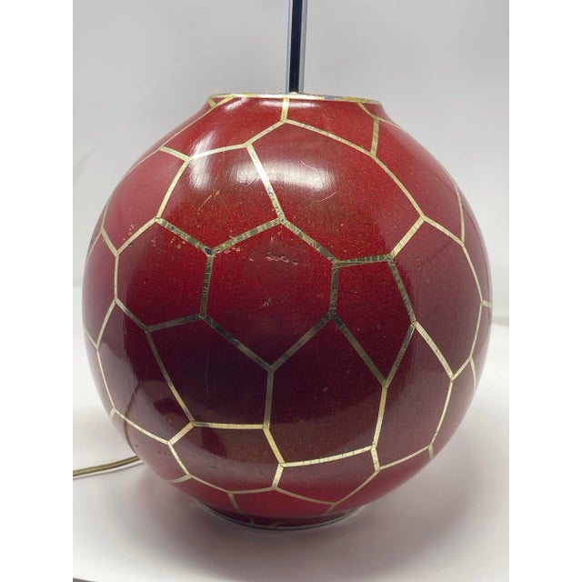 Karl Springer 1970s Karl Springer Geodesic Ball Lamp — Burnt Red For Sale - Image 4 of 16