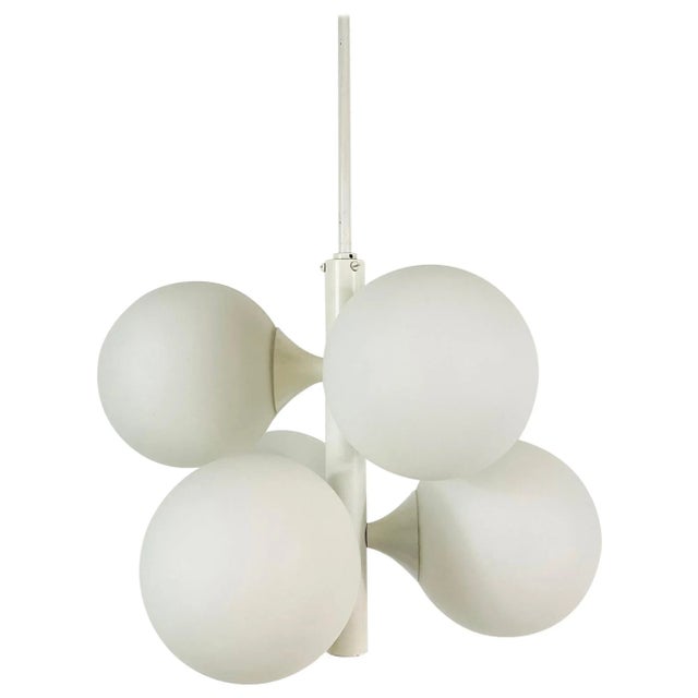 Kaiser Midcentury White 4-Arm Space Age Chandelier, 1960s, Germany For Sale - Image 10 of 10