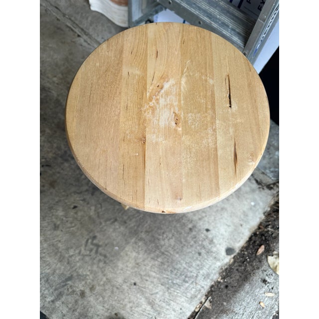 Industrial Adjustable Wood Tripod Stool For Sale - Image 4 of 5