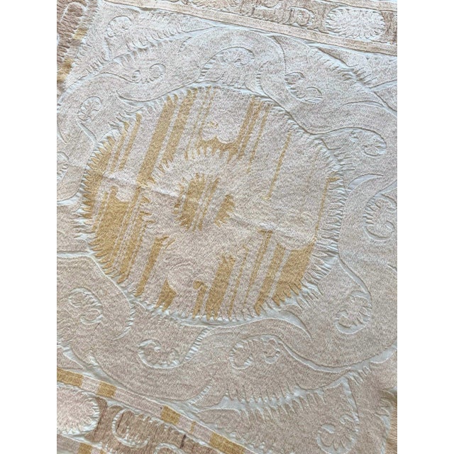 Tan Neutral Tan Central Asian Suzani Wall Hanging For Sale - Image 8 of 9