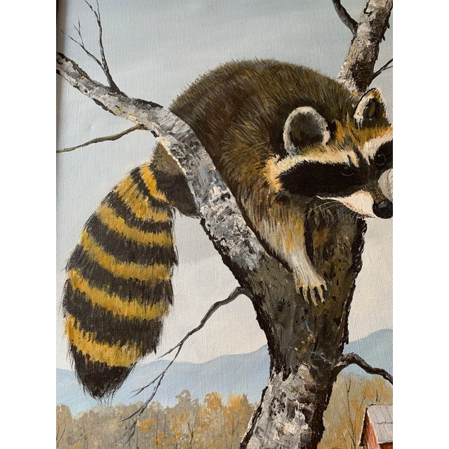 Mid 20th Century American Raccoon Painting - Signed For Sale - Image 4 of 7