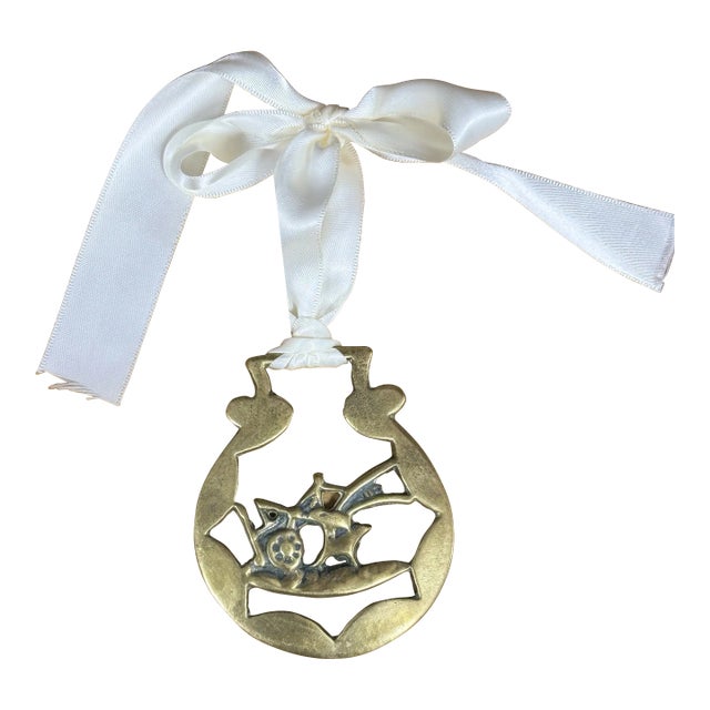 Vintage English Horse Brass Ornament For Sale