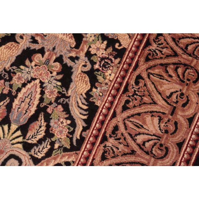 1990s Shabby Chic 1990's Pak-Persian Black/Gold Wool Rug - 5'11'' X 8'11'' For Sale - Image 5 of 9