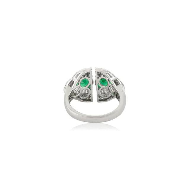 Metal Sterling Silver Front Open Dinner Ring With Green & White Cz - Size 5 For Sale - Image 7 of 12