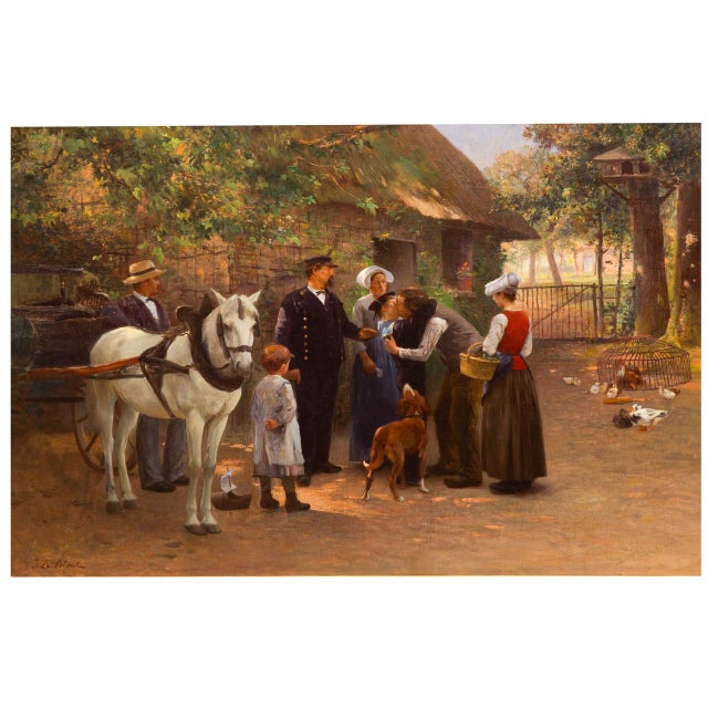 “Young Naval Conscript” Antique French Painting by Julien Le Blant For Sale - Image 6 of 17