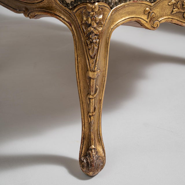Pair of Louis XV Giltwood Armchairs with Tapestry Upholstery, Rococo Style, France, 19th Century For Sale - Image 11 of 12