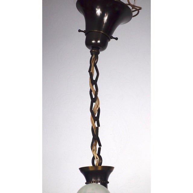 Brown Antique French Brass and Glass 6-Light Chandelier, 1890s For Sale - Image 8 of 14