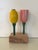 Mid-Century Modern Rare Danish Mid Century Handmade Carved Tulip Flower Salt & Pepper Set on Burlwood Stand For Sale - Image 3 of 11