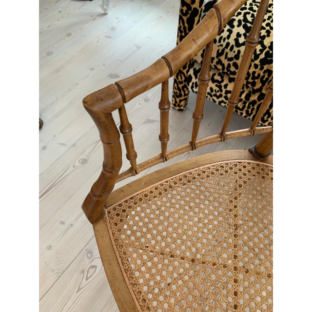 Baker Furniture Company Baker Furniture Faux Bamboo and Cane Regency Armchair For Sale - Image 4 of 10