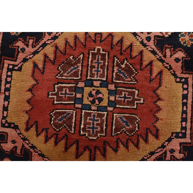 Textile Karajeh Runner 3’3” X 10’9” Blue Wool Semi-Antique Tribal Hand-Knotted Rug For Sale - Image 7 of 14