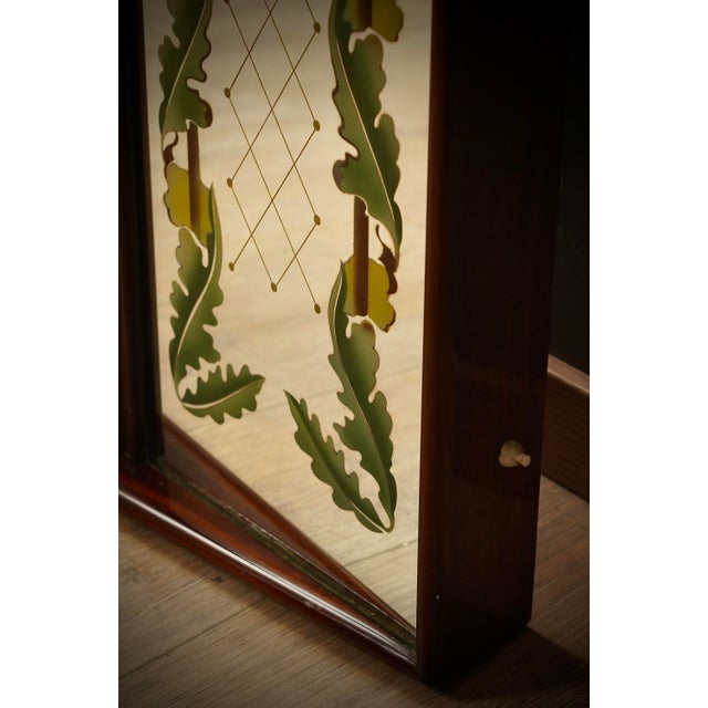 Brown Walnut Wood and Mirrored Glass Wall Mirror by Luigi Brusotti, 1940s For Sale - Image 8 of 17