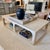 Ming Arched Rectangular Coffee Table A blonde wood large coffee table with very subtle Ming details, Two tiers of storage...