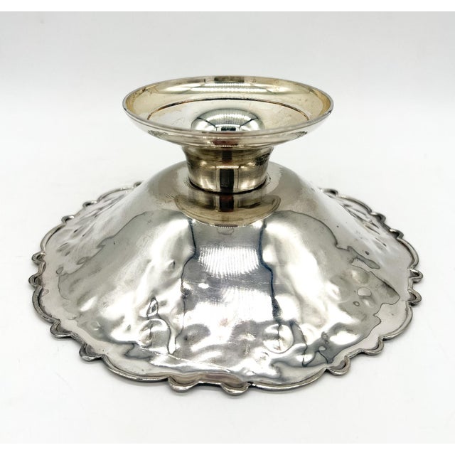 Metal Vintage Silverplate Floral Repoussé Pedestal Candy/ Nut Bowl – Traditional / Hollywood Regency For Sale - Image 7 of 13