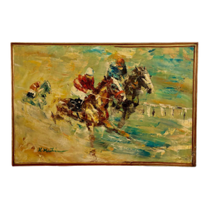 Electrifying Equestrian Oil on Canvas by K. Martin