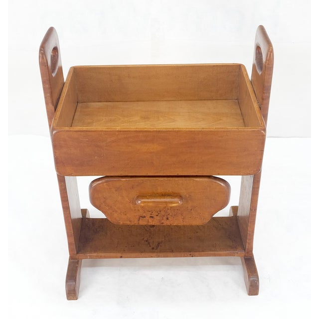 Unusual Solid Colonial Maple Gallery Top Side End Table One Drawer MINT