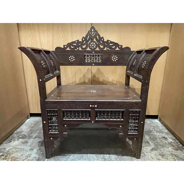 Antique Moorish Carved Savonarola-Style Arm Chair For Sale - Image 13 of 13