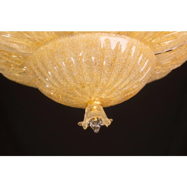 Murano 1970s Italian Murano Glass Gold Flush Mount For Sale - Image 4 of 12