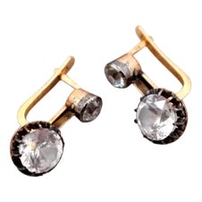 Gold and Silver Earrings with Two Stones, Set of 2 For Sale