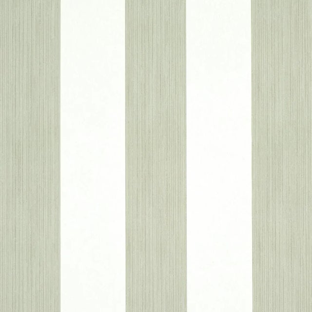 Schumacher Edwin Stripe Wide Wallpaper in Linen For Sale