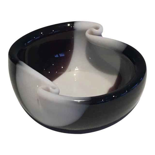 Circa 1970 French Bi-Color Glass Vide-Poche For Sale