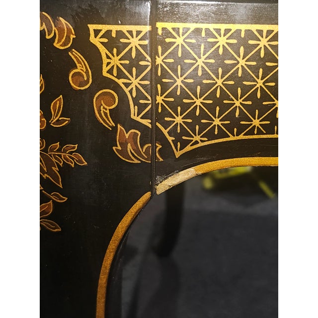Drexel Heritage Et Cetera Collection Chinoiserie Black & Burl & Ormolu End Tables - Set of 2 For Sale - Image 10 of 11