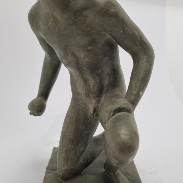 Vintage Terracotta Sculpture Ball Thrower by Róza Pató, 1980s For Sale - Image 9 of 12