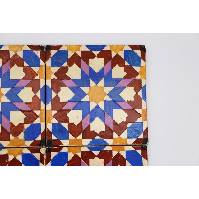 19th Century Set of Four Geometric Mediterranean Large Tiles, Portuguese For Sale - Image 10 of 15