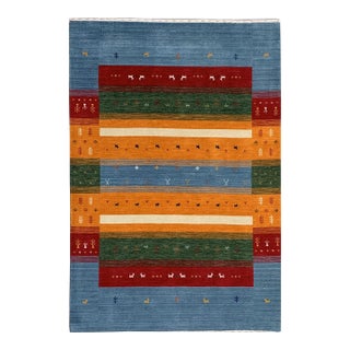 10x14 Timeless Gabbeh Multicolor Abstract Tribal Modern Handmade Wool Carpet Rug For Sale