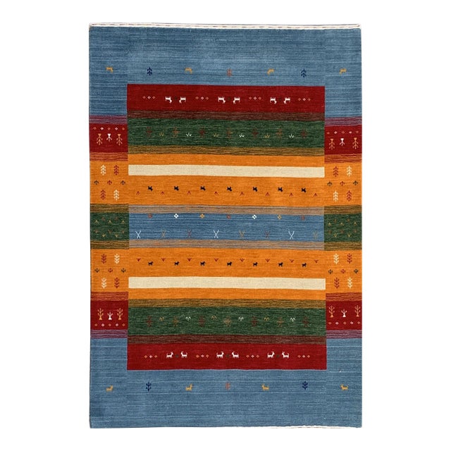 10x14 Timeless Gabbeh Multicolor Abstract Tribal Modern Handmade Wool Carpet Rug For Sale