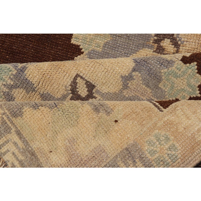 Vintage Turkish Oushak Runner With Floral Medallions in Brown, Gray, Taupe For Sale - Image 12 of 13