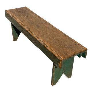 Early 20th Century Provincial French Country Pine Painted Bench For Sale
