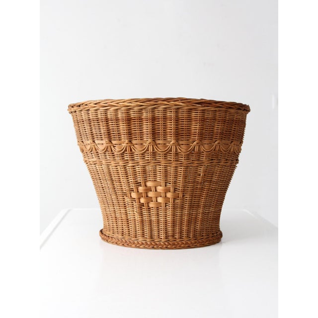 Vintage Woven Wicker Basket For Sale - Image 6 of 12