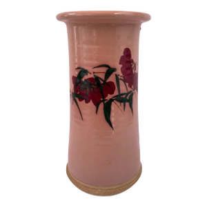 Vintage Pottey Cylinder Vase Floral Motif