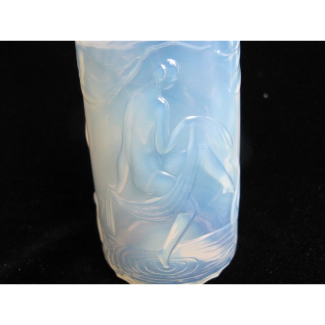 Sabino Blue Opalescent Dancing Nude Nymphs Art Deco Glass 6" Perfume Scent Bottle For Sale In Portland, OR - Image 6 of 16