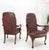 Pair Burgundy Leather Queen Anne Tufted Upholstery Walnut Armchairs MINT For Sale - Image 9 of 17