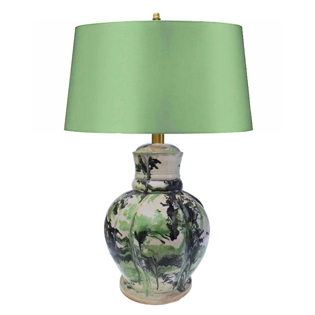 Mid 20th Century Mid-Century Modern Vintage Italian Marbleized Terracotta Table Lamp Signed For Sale - Image 5 of 11