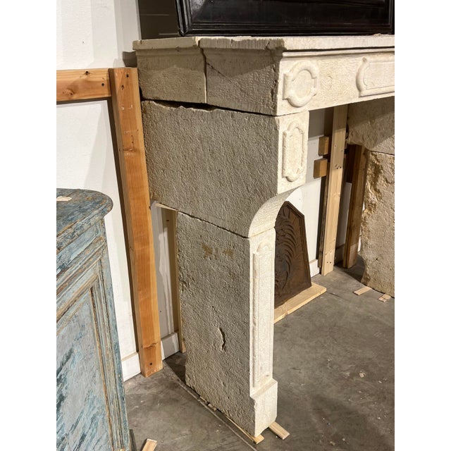 Stone Antique French Limestone Fireplace Mantel From Burgundy, 19th Century For Sale - Image 7 of 18
