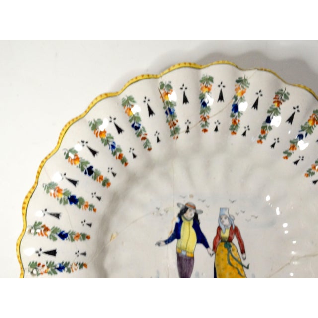 18th-Century Lobed Quimper Wedding Charger For Sale - Image 6 of 13