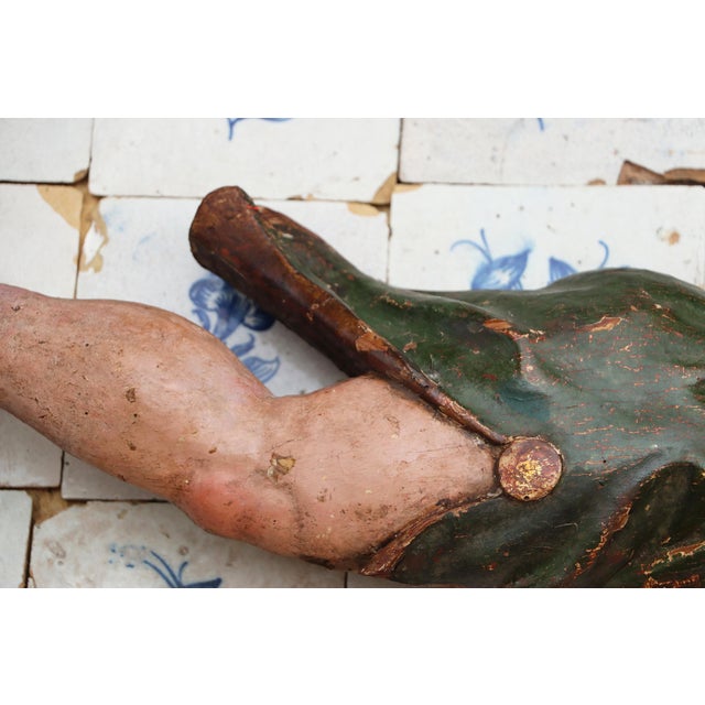 Antique Cherub Musician Playing a Golden Bugle, 18th Century, Portuguese For Sale - Image 10 of 14