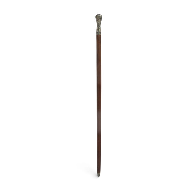 Victorian Floral Chased Silver Plate Cigar Smugglers Walking Stick Cane For Sale - Image 9 of 10