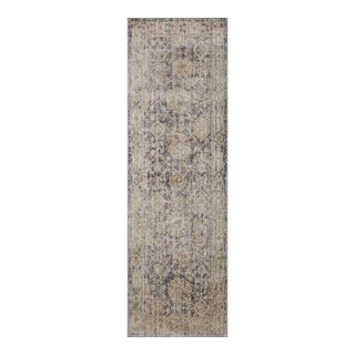 Jean Stoffer x Loloi Katherine Charcoal / Gold 2'-7" x 16'-0" Runner Rug For Sale